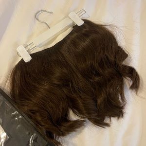 Hidden Crown Brown Hair Extension Halo cut and styled